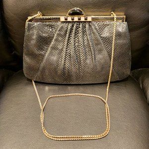 Judith Lieber Evening Clutch in Black Lizard